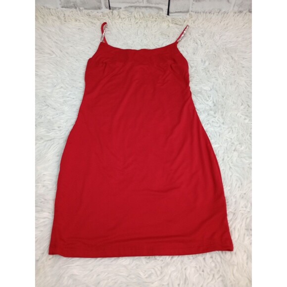 Iris Dress Women's Small Red Strappy Sleeve BodyCon Midi - Picture 1 of 9
